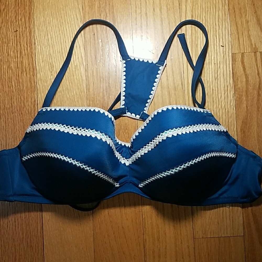 Blue & White Bikini Top Size 36D
